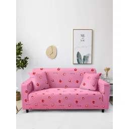 Aura Pink Printed 3-Seater Non-Slip Sofa Cover-picture-33