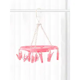 Aura Pink Round Cloth Drying Hanger With 16 Clips-picture-17
