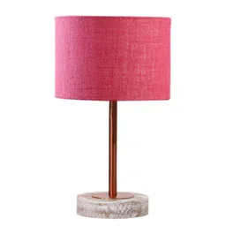 Aura Pink Textured Wood Cylindrical Shaped Table Lamp-picture-23