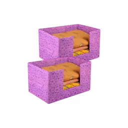 Aura Purple & Blue 2 Pcs Floral Printed Saree Organisers-picture-12