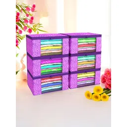 Aura Purple & Blue 6 Pieces Printed Foldable Saree Covers-picture-13