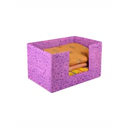 Aura Purple & Blue Floral Printed Saree Organiser image 1