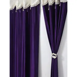 Aura Purple & Cream-Coloured 2 Pieces Tasselled Window Curtains-picture-29