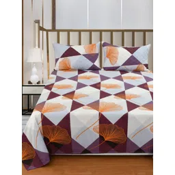 Aura Purple & Orange Geometric Printed 400 TC King Cotton Bedsheet Set 2.55 m x 2.30 m-picture-28