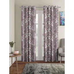 Aura Purple & White 2 Pieces Floral Printed Long Door Curtain-picture-33