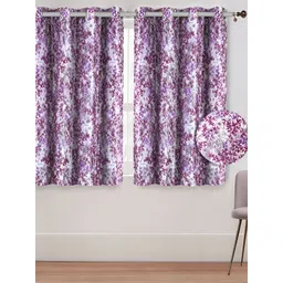 Aura Purple & White 2 Pieces Floral Printed Window Curtains-picture-29