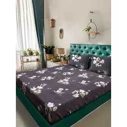 Aura Purple & White Floral 300 TC King Bedsheet with 2 Pillow Covers-picture-40