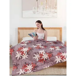 Aura Purple & White Floral Printed Microfiber 300 GSM AC Room Double Bed Comforter-picture-28