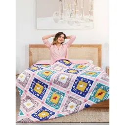 Aura Purple & White Floral Printed Microfiber AC Room 300 GSM Double Bed Comforter-picture-30