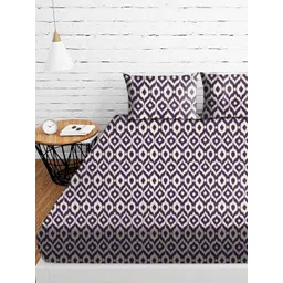 Aura Purple & White Geometric Printed 230 TC Microfiber King Bedsheet Set 1.04 m x 90 cm-picture-26