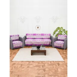 Aura Purple & White Printed Cotton Sofa Cover-picture-25