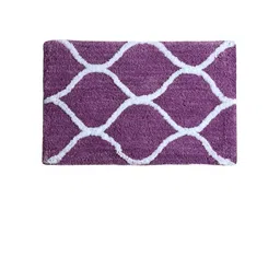 Aura Purple & White Printed Rectangular 1850 GSM Anti Skid Bath Rug image 5