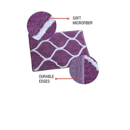 Aura Purple & White Printed Rectangular 1850 GSM Anti Skid Bath Rug image 2