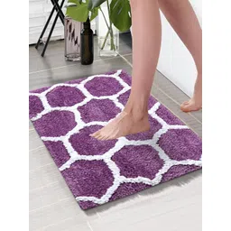 Aura Purple & White Printed Rectangular 1850 GSM Microfiber Bath Rug-picture-11