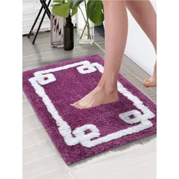 Aura Purple & White Printed Rectangular 1850 GSM Microfiber Bath Rug-picture-12