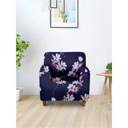 Aura Purple & White Printed Single Seater Sofa Cover With Arms-picture-24