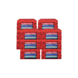 Aura Red 12 Pieces Foldable Saree Covers Wardrobe Drawer Organisers-picture-16
