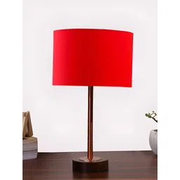 Aura Red & Brown Metal Cylindrical Shaped Table Lamp-picture-18