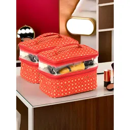 Aura Red & Gold-Toned 2 Pieces Tikli-Design Dual Layer Makeup Organisers-picture-40
