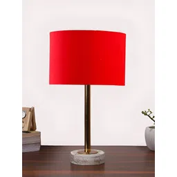 Aura Red & Gold Toned Metal Cylindrical Shaped Table Lamp-picture-22