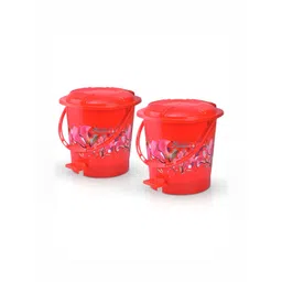 Aura Red & Pink 2 Pieces Printed One Tab Pedal Dustbin 7L-picture-39