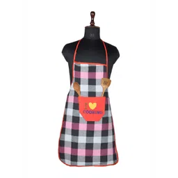Aura Red & White Checkered Waterproof Skin Friendly Soft Breathable Kitchen Apron-picture-40