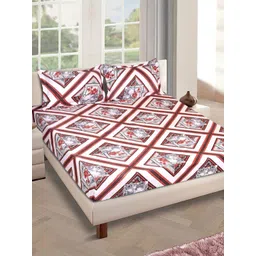 Aura Red and White Geometric Printed 210 TC King Bedsheet Set-2.69 m x 2.69 m-picture-10