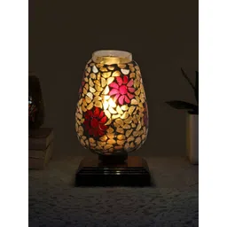 Aura Red Textured Wood Traditional Abstract Shaped Table Lamp-picture-32
