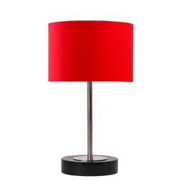 Aura Red Wood Contemporary Cylindrical Shaped Table Lamp-picture-25