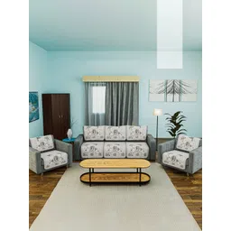 Aura Set of 10 Grey Printed Cotton Sofa Cover-picture-33