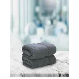 Aura Set Of 2 Cloud Burst Grey Solid 650 GSM Super Absorbent Pure Cotton Hand Towels-picture-16