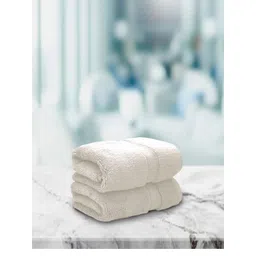 Aura Set Of 2 Cream-Coloured Solid 650 GSM Super Absorbent Pure Cotton Hand Towels-picture-17
