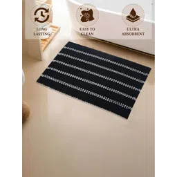 Aura Set Of 3 Black Striped Cotton Bath Rugs image 4