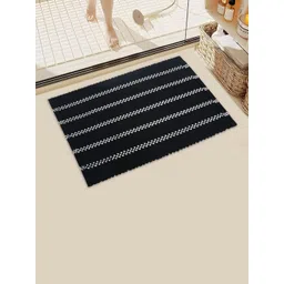 Aura Set Of 3 Black Striped Cotton Bath Rugs image 5
