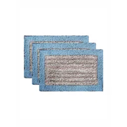 Aura Set Of 3 Blue Self Design Bath Rugs-picture-40