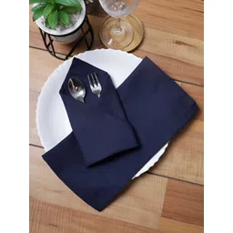 Aura Set of 6 Navy Blue Pure Cotton Square Shaped Table Napkins-picture-35