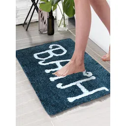 Aura Teal Blue & White Printed Rectangular 1850 GSM Microfiber Bath Rug-picture-19