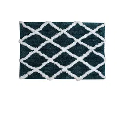 Aura Teal Green & White Checked Rectangular 1850 GSM Anti Skid Bath Rug-picture-16