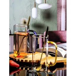 Aura Transparent 2 Pieces Glass Glossy Dishwasher Safe Mugs 410ml Each-picture-25