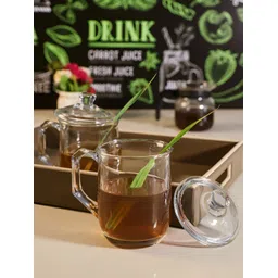 Aura Transparent 2 Pieces Glass Glossy Mugs & Lid 380 ml-picture-24