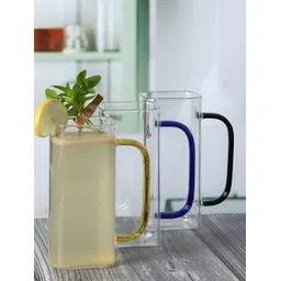 Aura Transparent 3 Pieces Glass Glossy Mugs 400 ml Each-picture-26