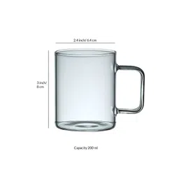 Aura Transparent 6 Pieces Borosilicate Glass Cups 200 ml image 3