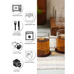 Aura Transparent 6 Pieces Borosilicate Glass Cups 200 ml image 2