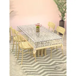 Aura Transparent & Grey Geometric Printed Waterproof 4-Seater Table Cover-picture-13