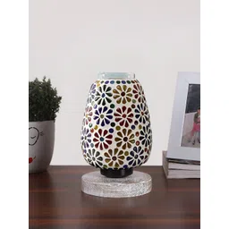 Aura Whit & Yellow Textured Abstract Shaped Glass Table Lamp With Wooden Base-picture-22