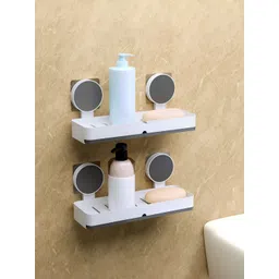 Aura White 2 Pieces Self-Adhesive Soap Holder with Drain Tray-picture-31