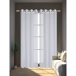 Aura White 2 Pieces Self Design Sheer Door Curtains-picture-15