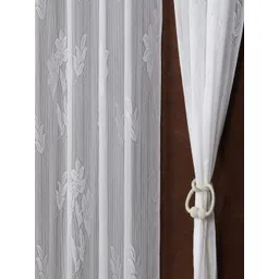 Aura White 2 Pieces Self Design Sheer Door Curtains image 3