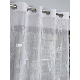Aura White 2 Pieces Self Design Sheer Door Curtains image 4