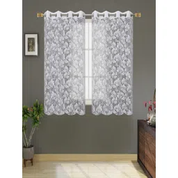 Aura White 2 Pieces Self Design Sheer Window Curtains-picture-18